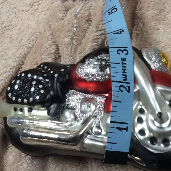 Harley style motorcycle glitter painted Christmas ornament - Picture 8 of 8